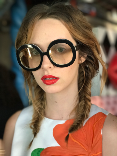alice and Olivia eyewear with Maybelline New York lipstick