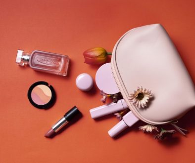 flat-lay-cosmetics-coral-background